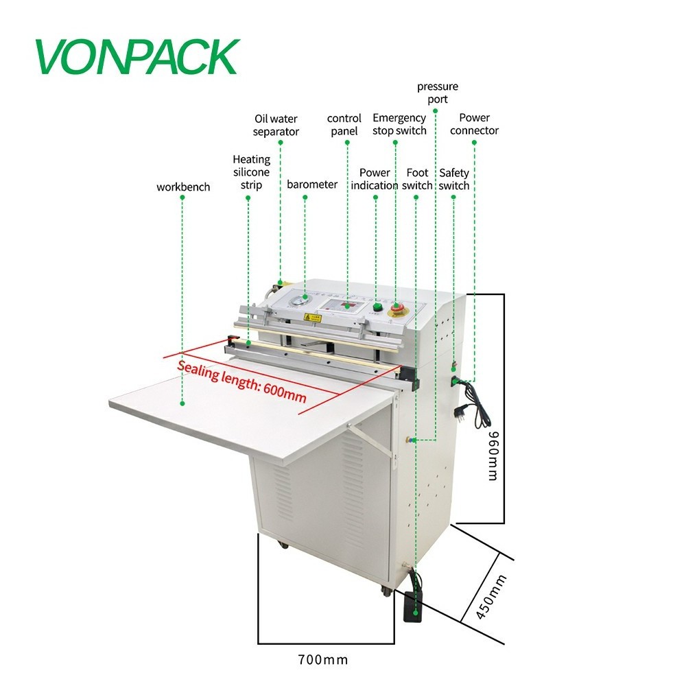 600EV External Food bag Air-exhaust Vacuum Packaging Machine Sealing Vacuum Sealer