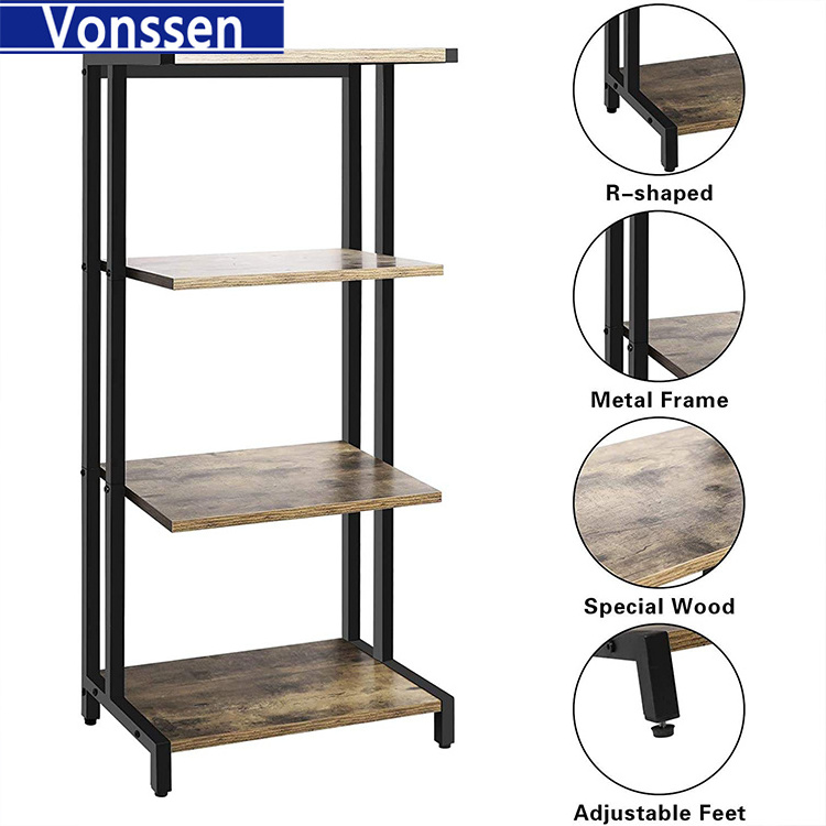 4 Tier Bathroom Stand Shelf Multifunctional Compact Display Rack Small Floor Shelving Display Unit Industrial Corner Shelves