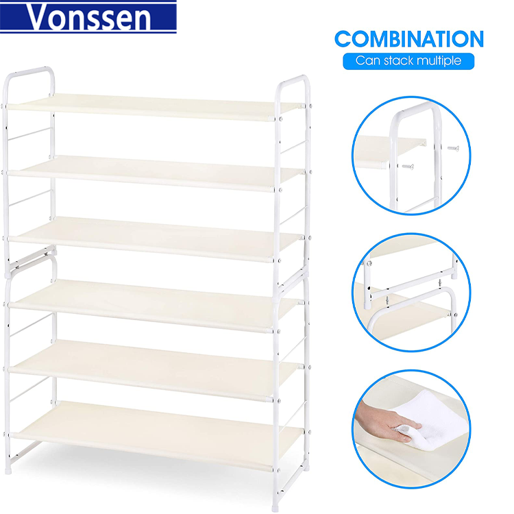 Long Shoe Rack for Closet Stackable Wide Shoe Shelf Organizer and Storage for Floor