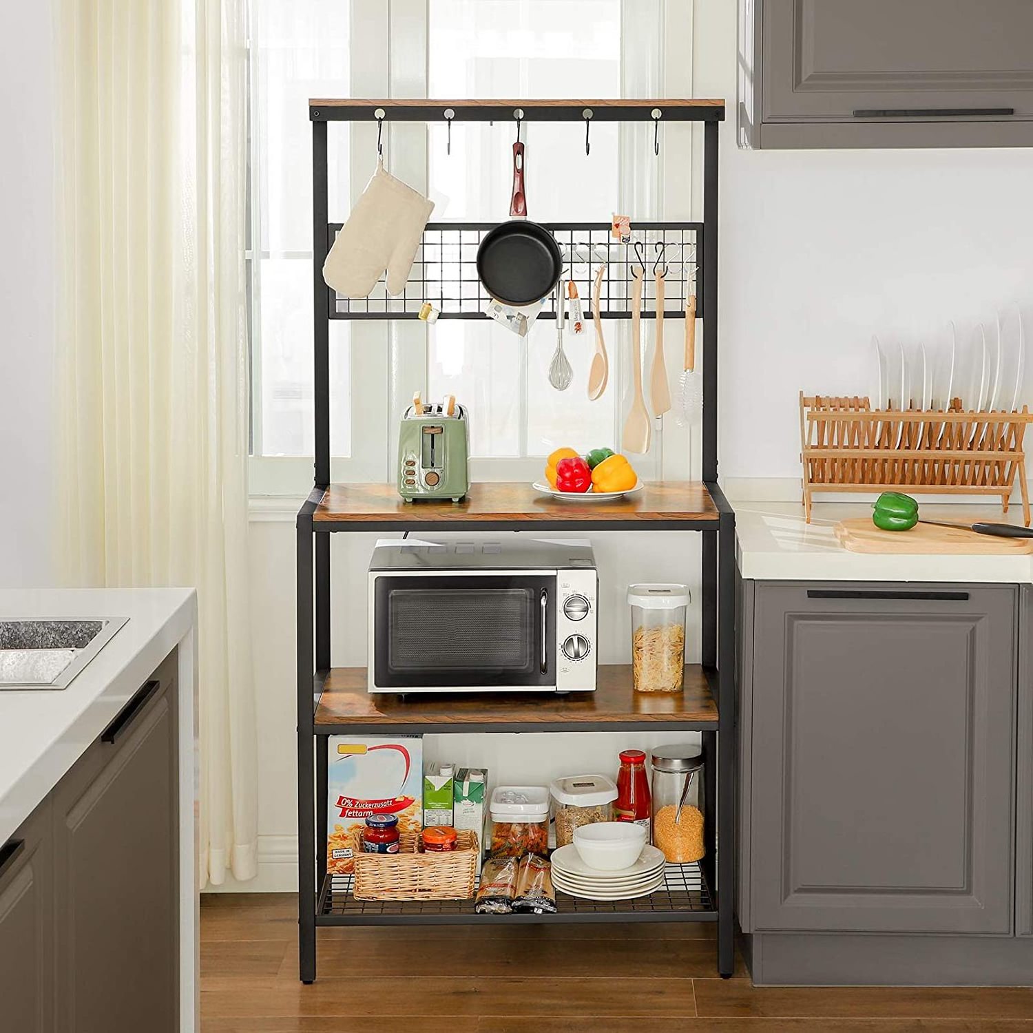 New Kitchen Industrial Kitchen Storage Baker Rack Storage Holders & Racks Modern Multifunction Home Office Mdf&metal Everyday