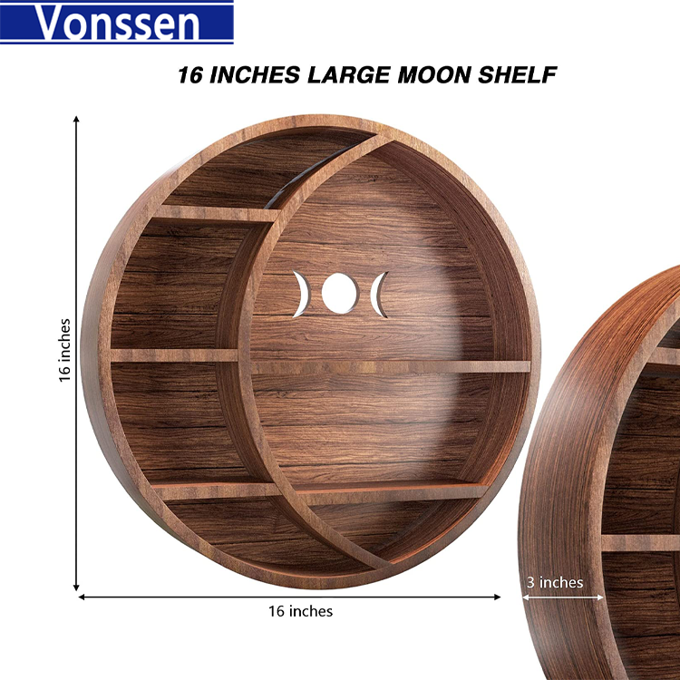 Wooden Moon Shelf for Crystals Floating Moon Shelf Essential Oil Display Crystal Display Shelf Decor for Bathroom Living Room