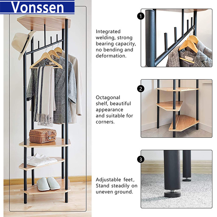 Corner Hall Tree Perfect Choice for Small Spaces Entryway Hall Tree Coat Rack Freestanding Storage with Shoe Shelf