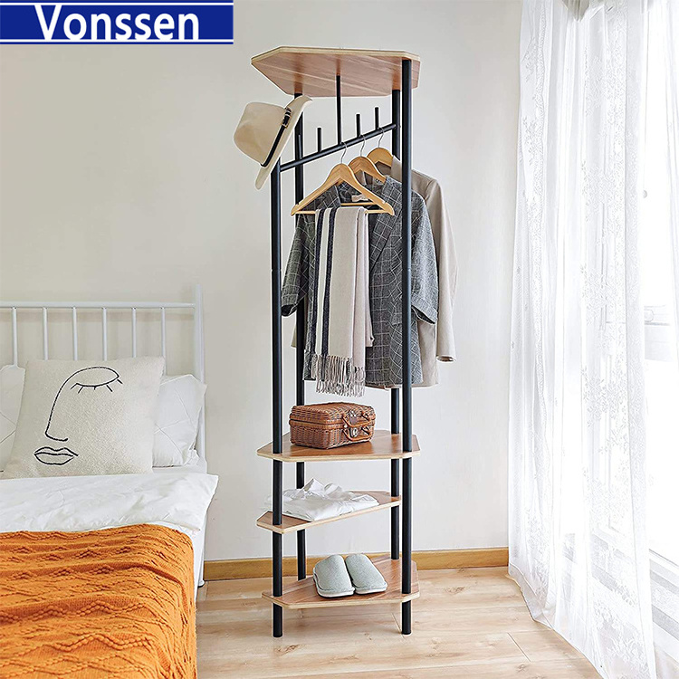 Corner Hall Tree Perfect Choice for Small Spaces Entryway Hall Tree Coat Rack Freestanding Storage with Shoe Shelf