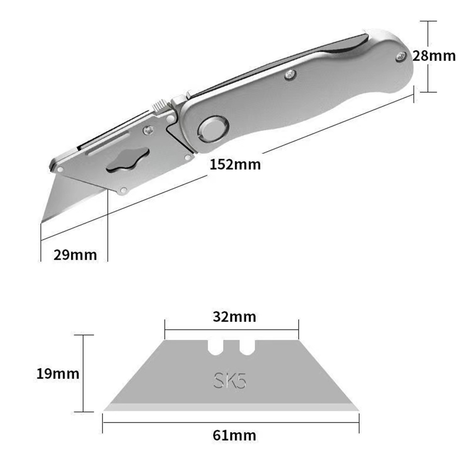 folding Utility Knife, Box Cutter Retractable Foldable Heavy Duty Quick Change blade