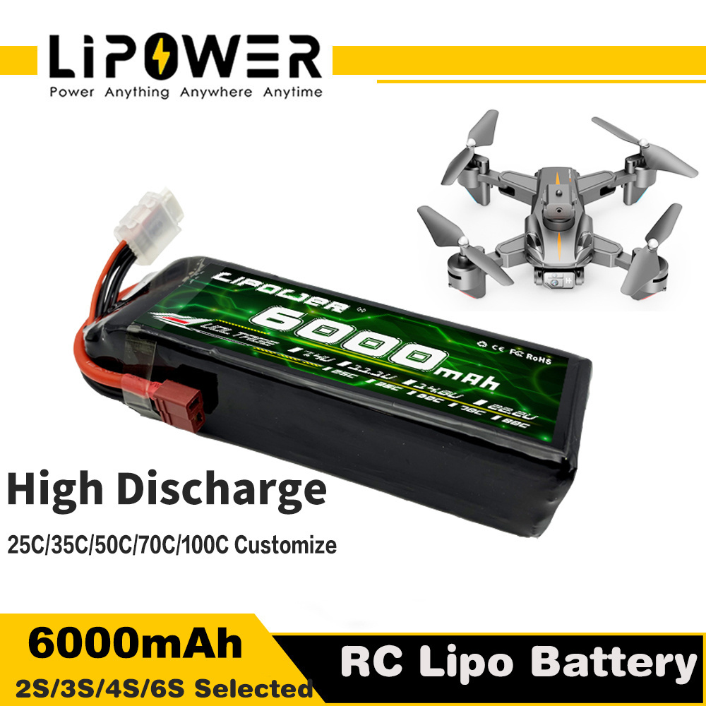 2024 New RC Lipo Battery 3000 5200 6000 7000 8000 10000 mAh 11.1v 14.6v 22.2v 3s 4s 6s 60C for 4x4 Buggy Drone UAV FPV Airplane