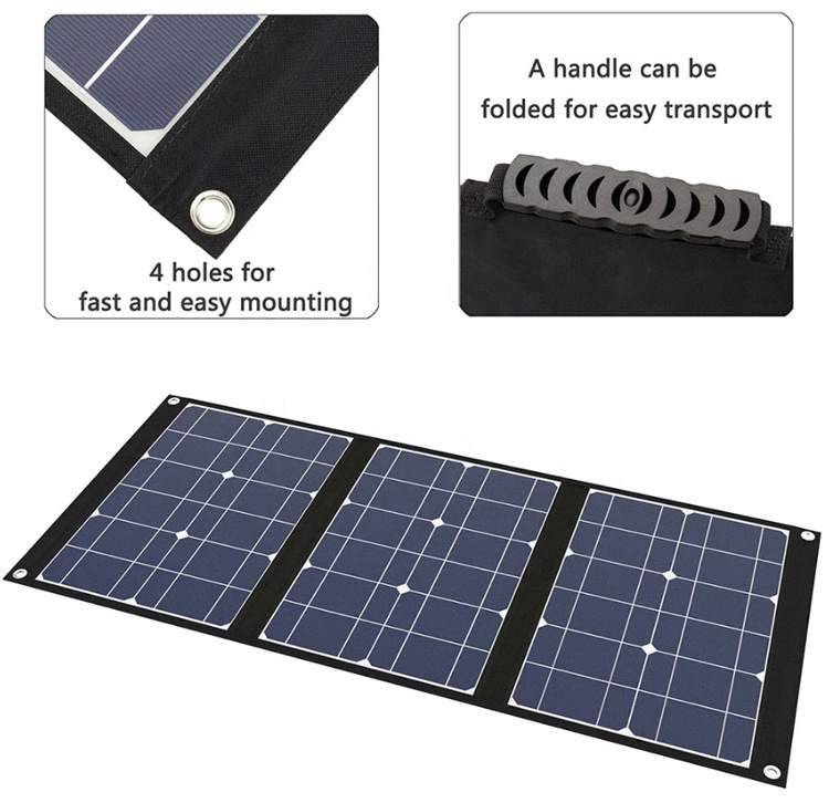 60Watt Portable Foldable Solar Panel Kit Rv Camping Trailer Emergency Power 50W 100W Portable Solar Panels for Solar Generator