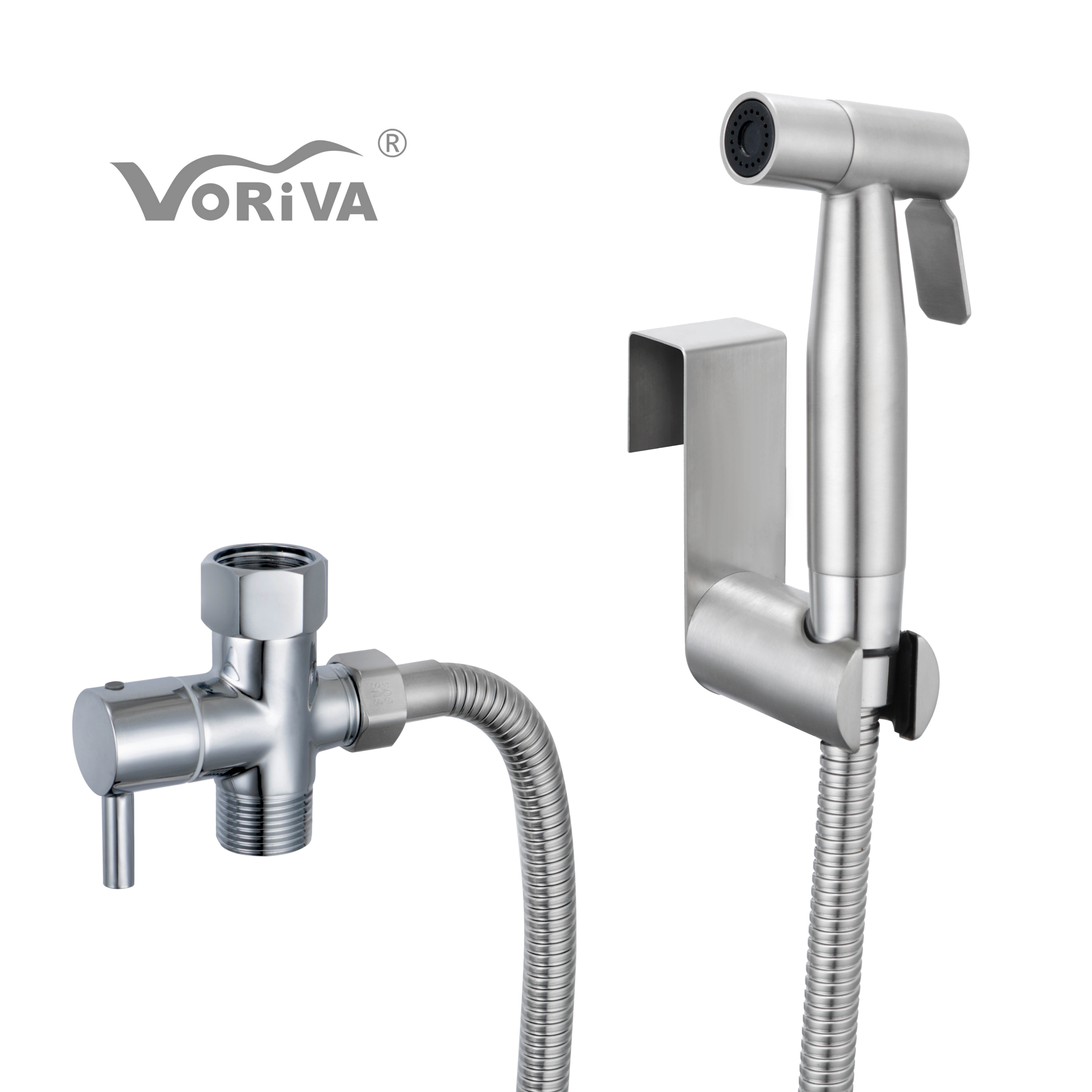 Voriva Hot Sale luxury Household Stainless Steel Pressurized Toilet bidet Spray Handheld Shower heads Bidet Sprayer Washer set