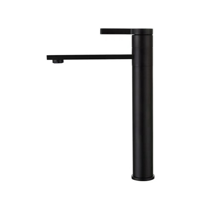 Stainless Steel Freestanding Modern Bathroom Faucet Single Handle Vanity Sink Faucet Rust Free Matte Black Taps Faucet Basin