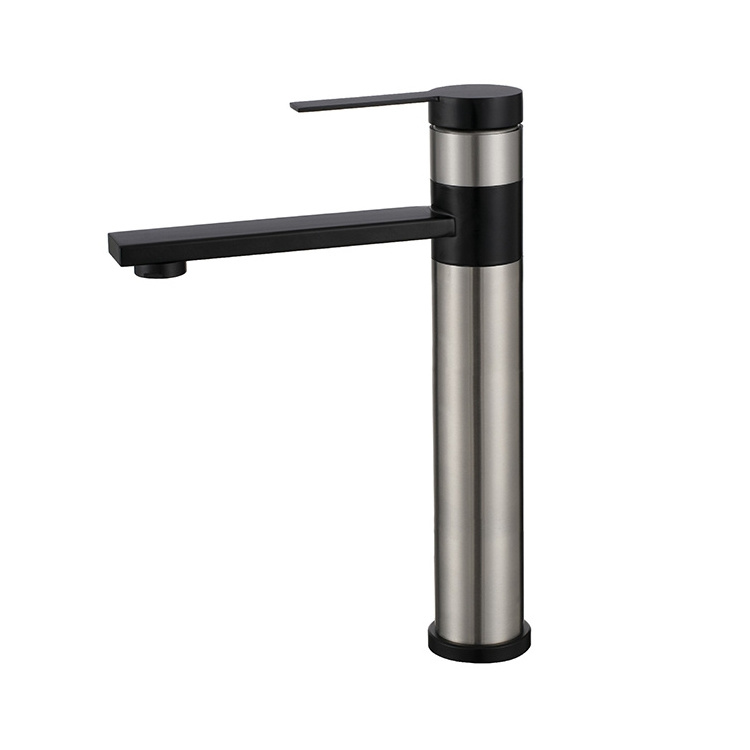 Stainless Steel Freestanding Modern Bathroom Faucet Single Handle Vanity Sink Faucet Rust Free Matte Black Taps Faucet Basin