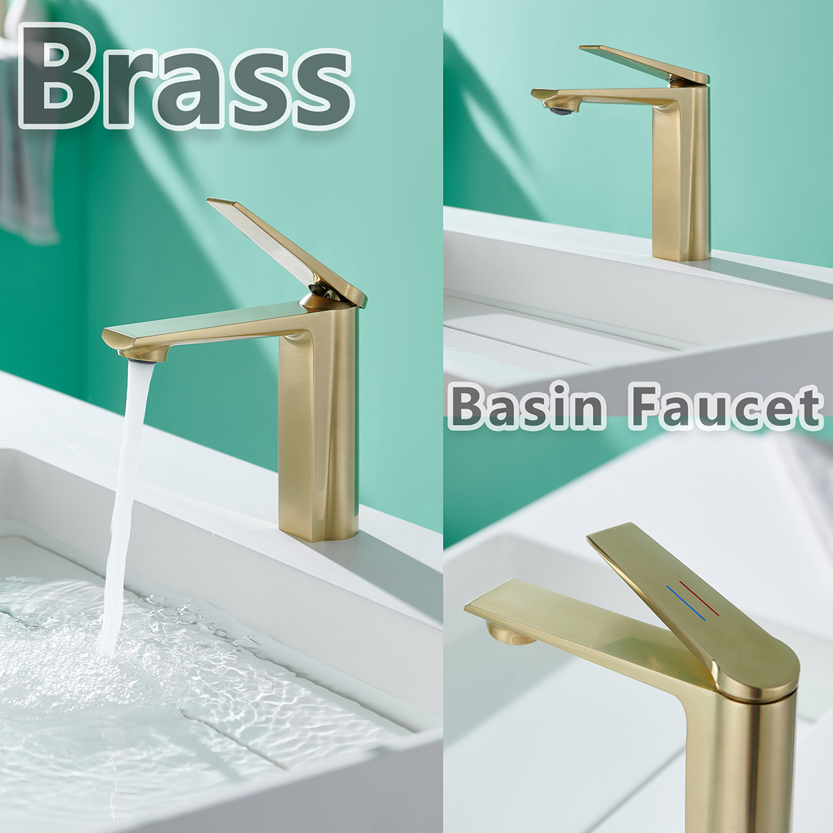 Manufacturer Brass custom color basin sink water faucets Brushed Gold basin mixers taps bathroom faucet tap