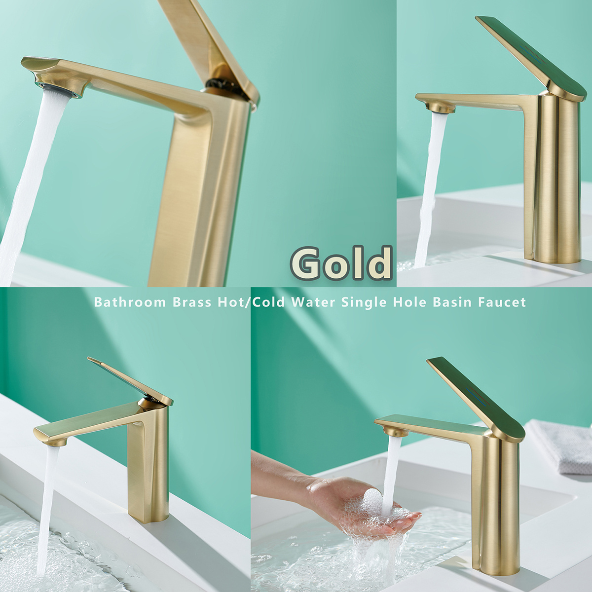 Manufacturer Brass custom color basin sink water faucets Brushed Gold basin mixers taps bathroom faucet tap