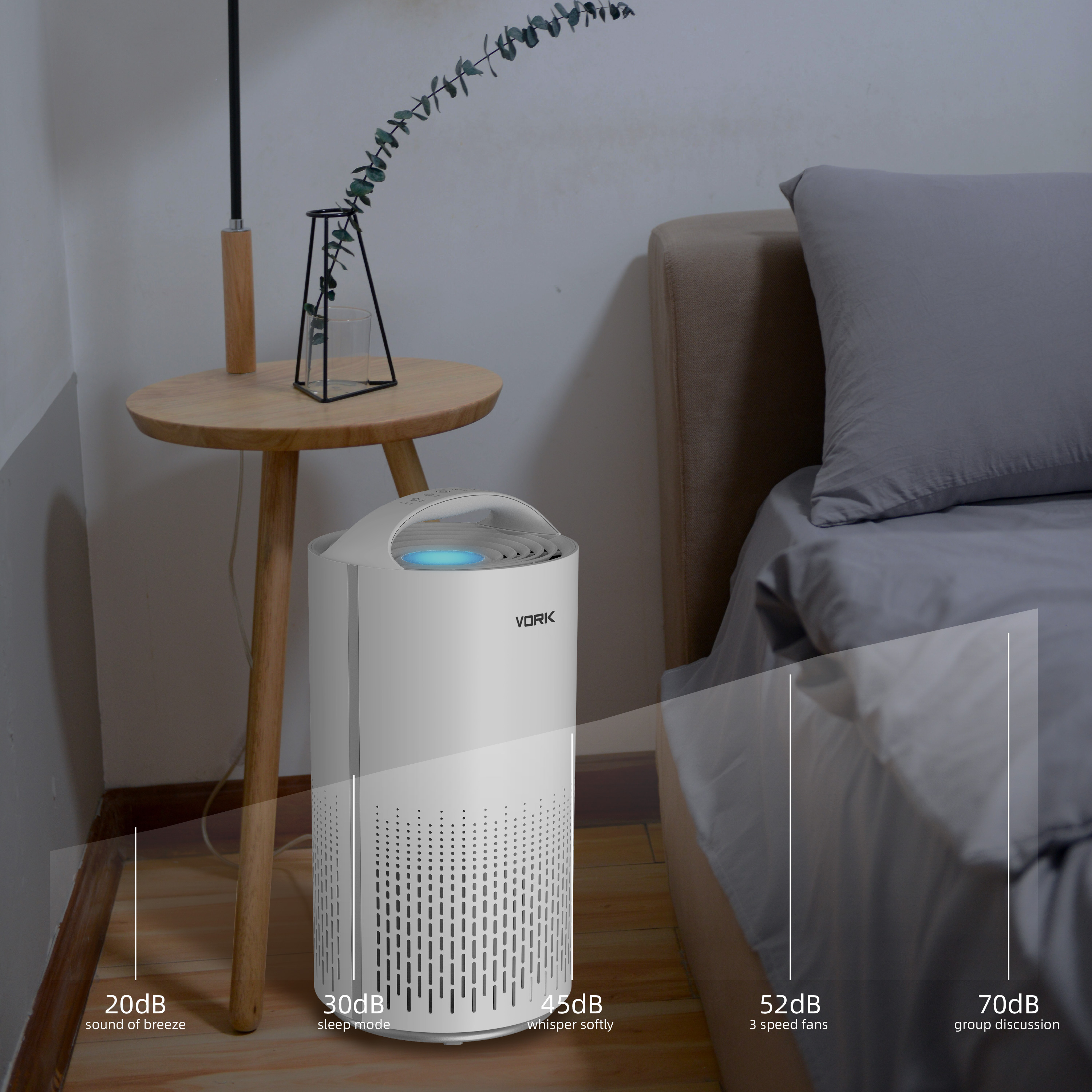 2024 new hot selling Tuya App wifi air purifier Hepa 13 filter bedroom air cleaner smoke dust removal