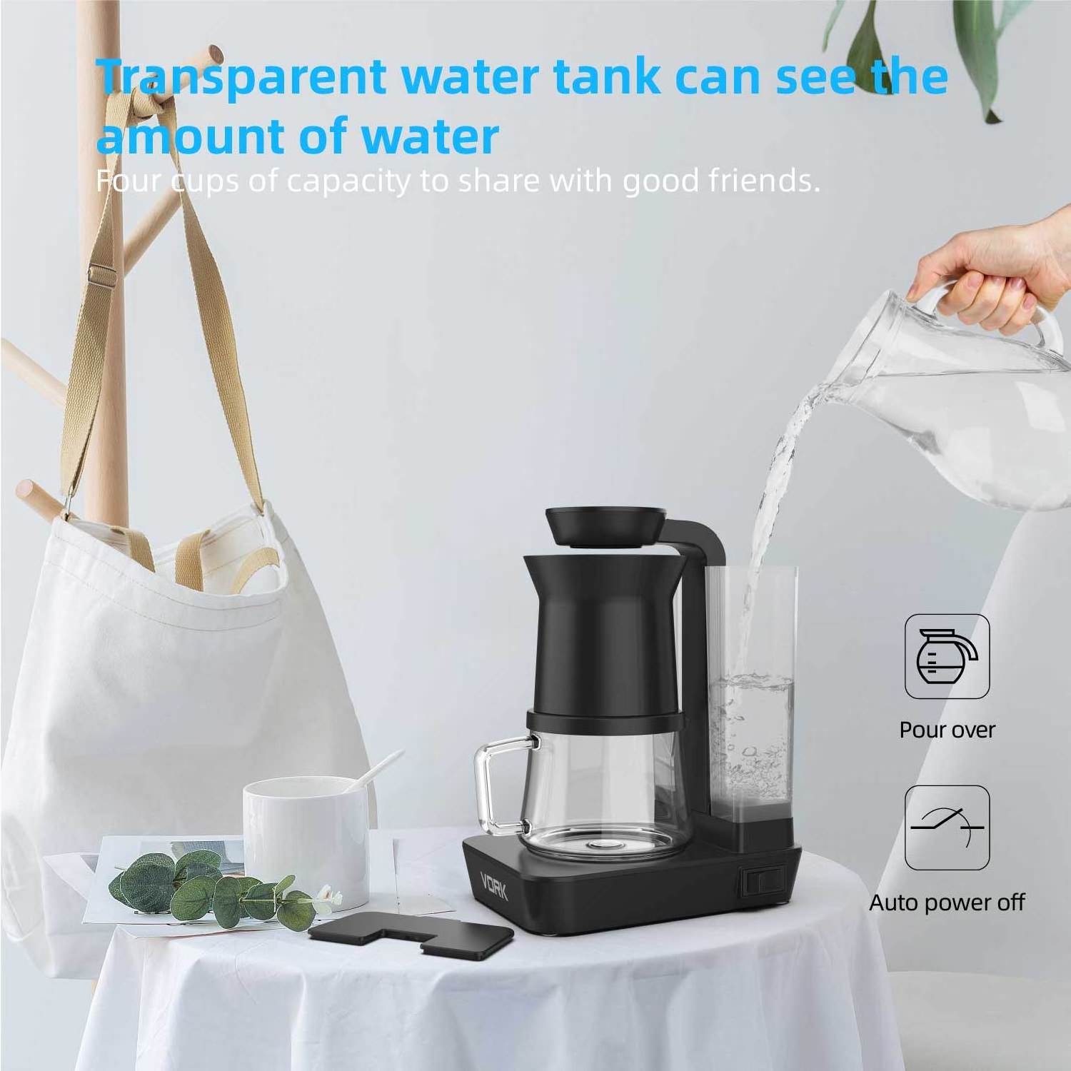 Automatic preservation shut off hand drip coffee maker 4 Cup Carafe automatic coffee maker coffee machine 560ml water tank