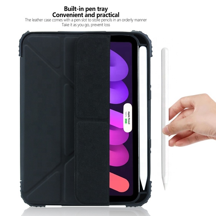 Anti-scratch Clear Back Military Tablet Covers for iPad Case Magnetic with Pencil Holder for iPad Shockproof Case Mini 6