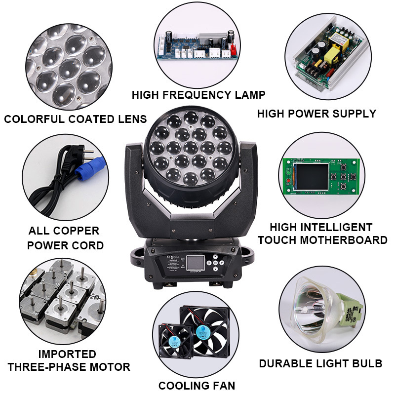 Cheap price moving head led rotating beam stage light 19 bee eye beam moving head light DJ 360W led moving head light