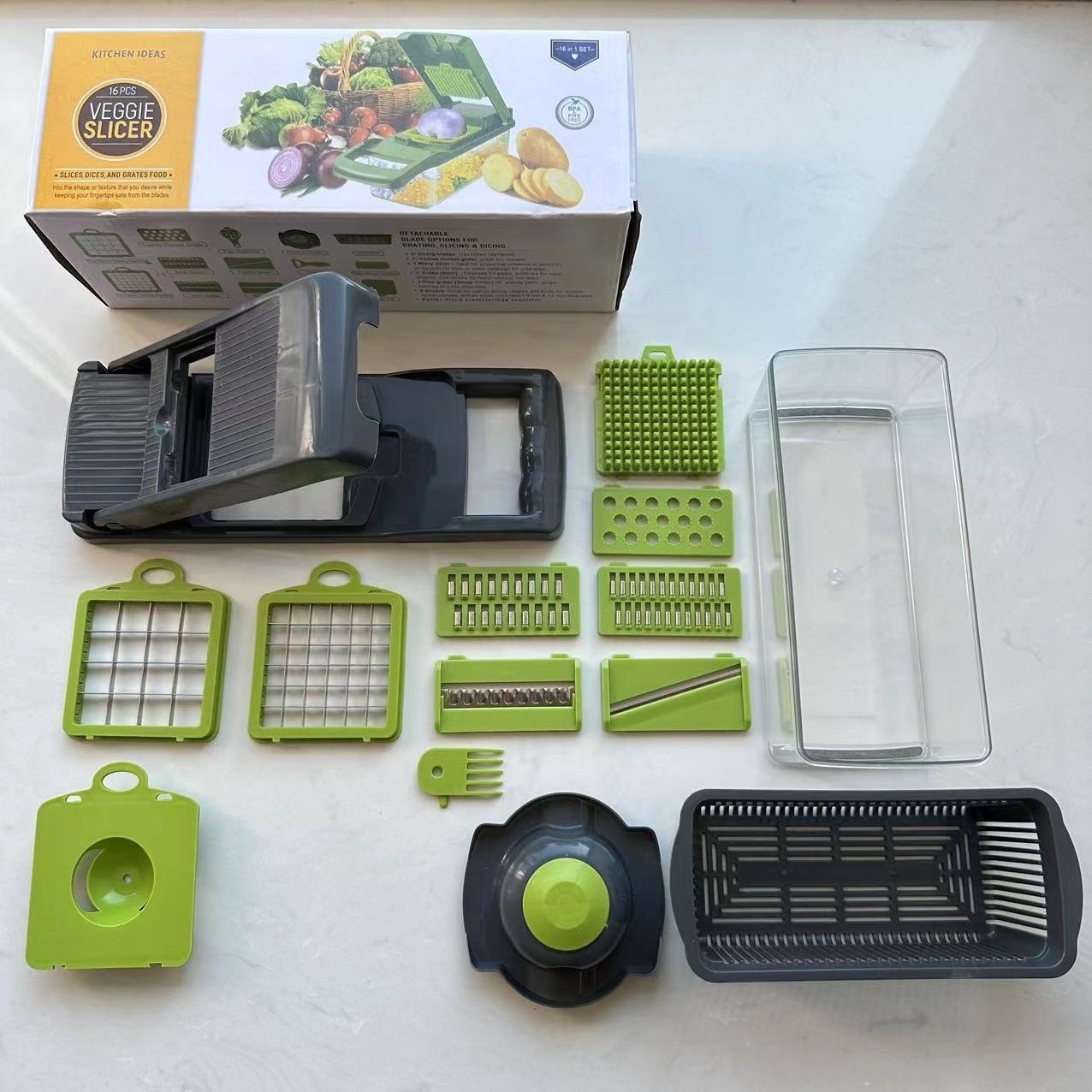 New Kitchen Help Chopper Egg Slicer Lemon Squeezer Pro Onion Chopper 14 In 1 Slicer Vegetable And Fruit Chopper