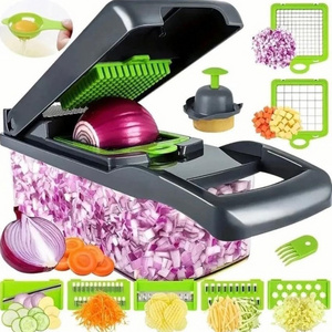 2024 All In One Once For All  Fruit Vegetable Tools Steel Kitchen Slicer Food Chopper 14 In 1 Multifunctional Vegetable Chopper