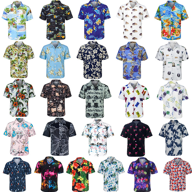 Custom Sublimated 4 way stretch button down  Aloha shirt shorts Casual Summer Beach Full printing UPF50  Hawaiian Shirts