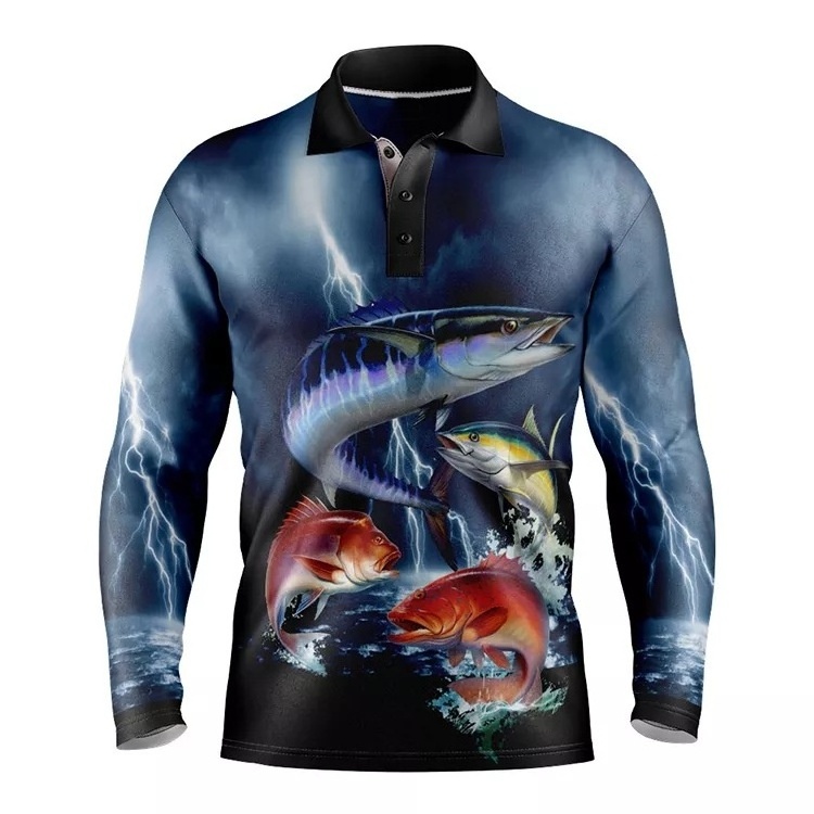 Custom Women Designs Polyester Performance Sublimation Blank Long Sleeve Fishing Jerseys Men