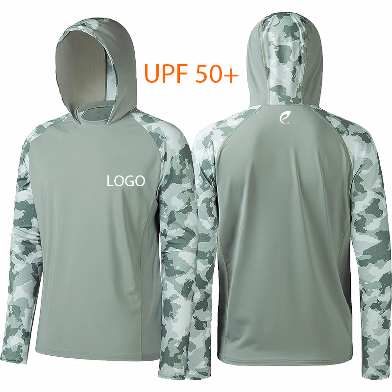 Wholesale Custom Long Sleeve Fishing Shirts Quick Dry UV Protection Performance Hoodie UPF 50+ Hooded Fishing Shirt