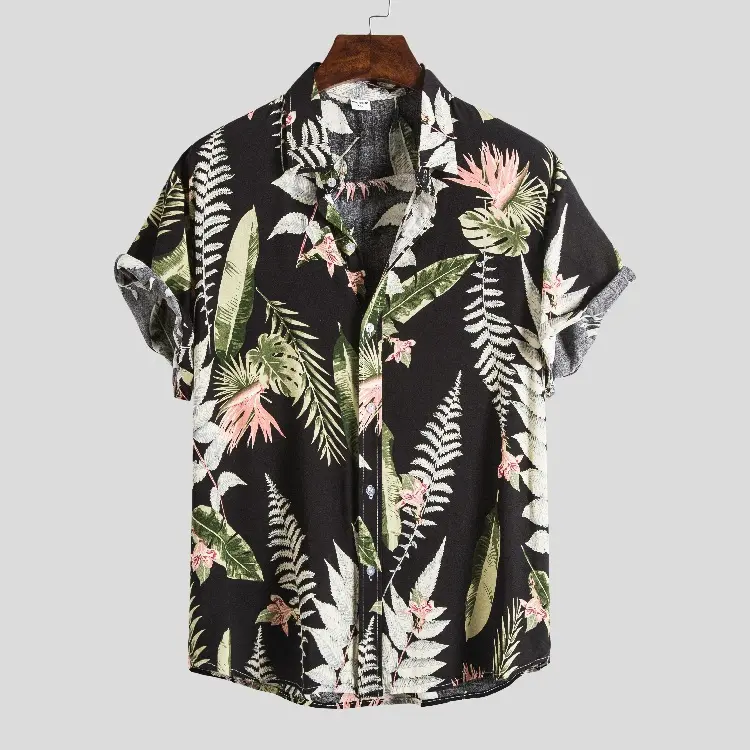 High Quality Wholesale Hawaiian Quick Dry Custom Cuban Collar Short Sleeve Button Up Down Bowling Hawaiian Shirt Men's Shirts