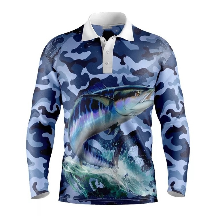 Custom Women Designs Polyester Performance Sublimation Blank Long Sleeve Fishing Jerseys Men