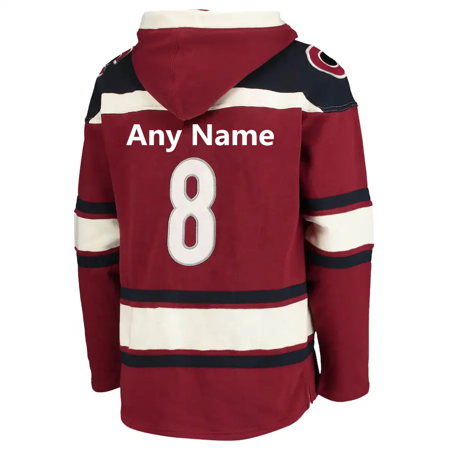 Custom Cheap Unique Hoodie Hockey  Hoodie Tackle Twill Team Ice Hockey Jersey with Hood Lace Up Hockey Jersey