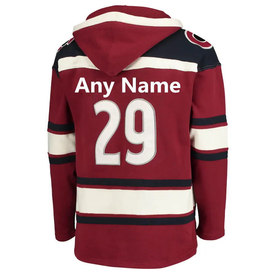 Custom Cheap Unique Hoodie Hockey  Hoodie Tackle Twill Team Ice Hockey Jersey with Hood Lace Up Hockey Jersey