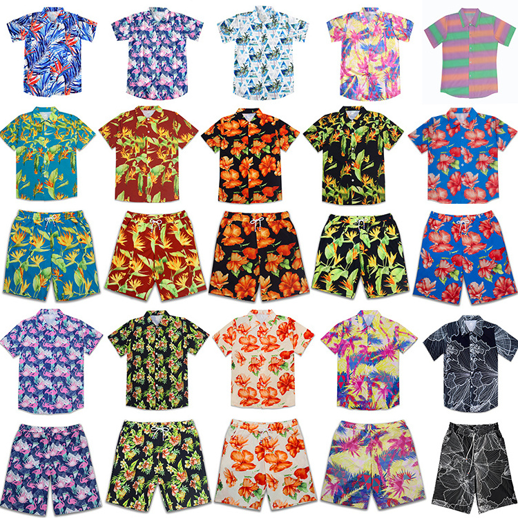 Custom Sublimated 4 way stretch button down  Aloha shirt shorts Casual Summer Beach Full printing UPF50  Hawaiian Shirts