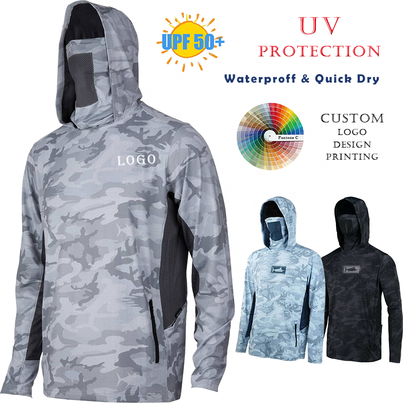 Wholesale Custom Long Sleeve Fishing Shirts Quick Dry UV Protection Performance Hoodie UPF 50+ Hooded Fishing Shirt