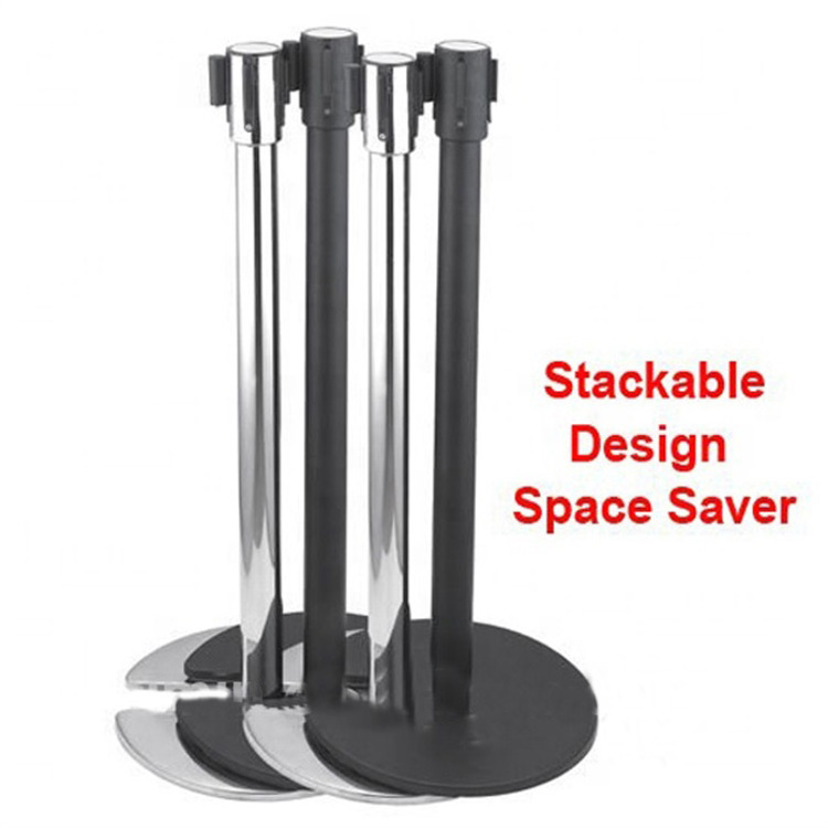 Factory crowd control retractable belt stand crash queue safety folding pole barrier stanchions post barricade queue manager