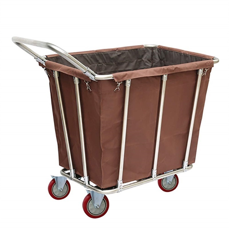 China factory hotel metal heavy duty big laundry commercial dirty stainless steel linen cart trolley with wheels