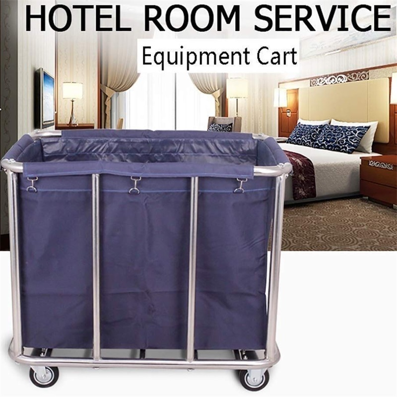 China factory hotel metal heavy duty big laundry commercial dirty stainless steel linen cart trolley with wheels