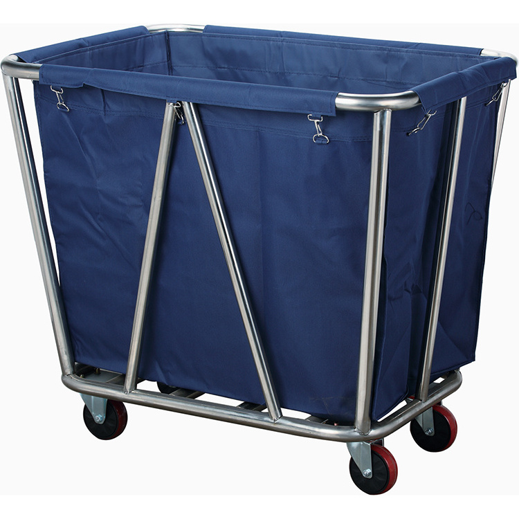 Hotel housekeeping rolling laundry baskets linen laundry trolley cart for laundry with wheels