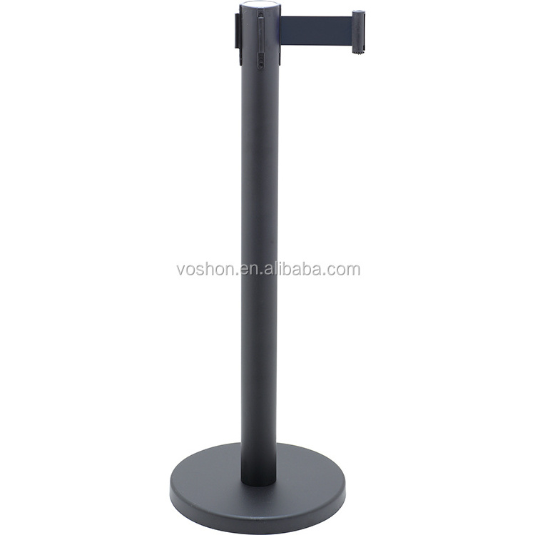 Trade assurance retractable belt stanchion railing airport queue barrier metal pole for sale