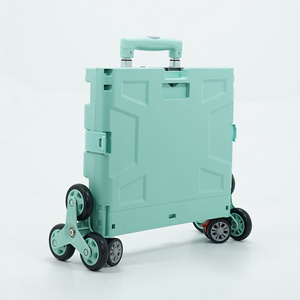 Climbings plastic portable mini folding luggage trolleys supermarket foldable small shopping trolleys bag shop cart