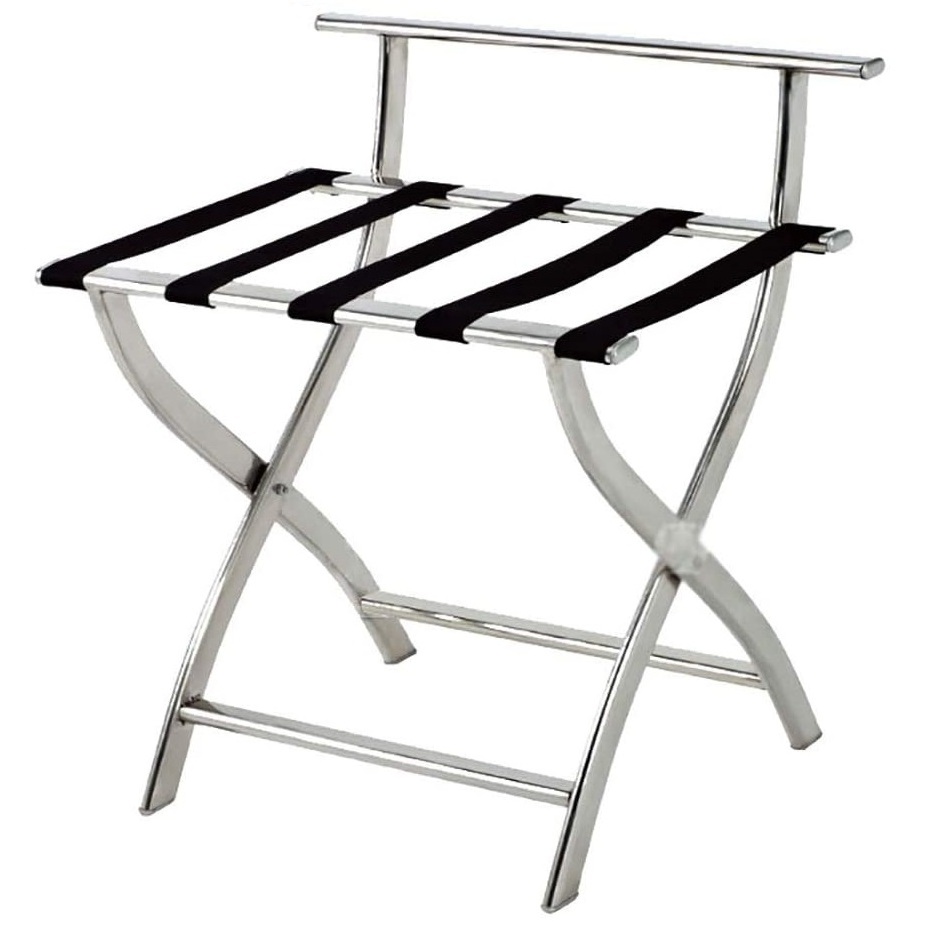 High Loading Capacity Folding Suitcase Baggage Stand With 5 Nylon Straps Hotel Metal Luggage Rack