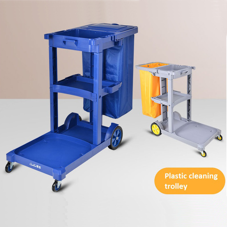 Manufacturer Plastic Flat Mopping Bucket Cart Mini Folding Housekeeping Janitor Cleaning Trolley