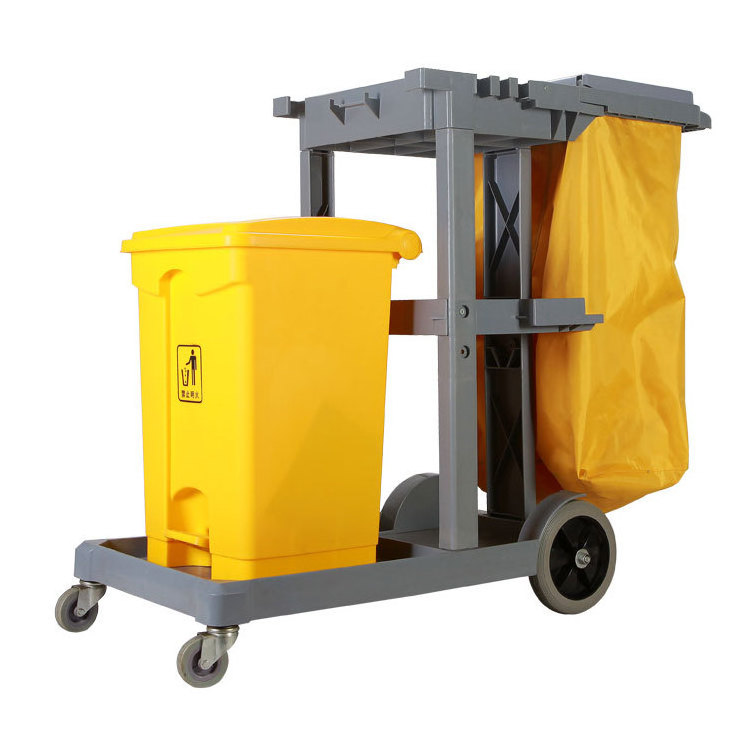 Hotel small folding janitor rolling housekeeping cart multifunction hotel cleaning cart trolley