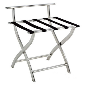 Wholesale home stainless steel luggage stand hotel wooden folding hotel luggage rack