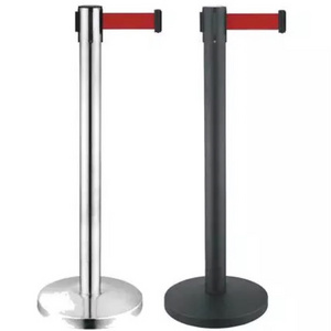 Trade assurance retractable belt stanchion railing airport queue barrier metal pole for sale