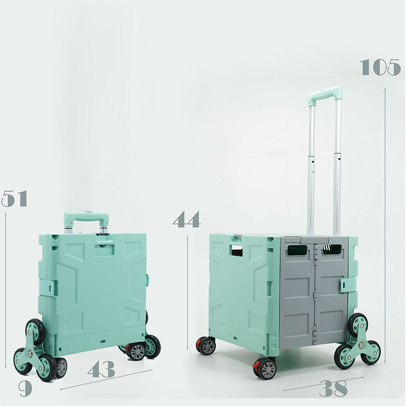 Climbings plastic portable mini folding luggage trolleys supermarket foldable small shopping trolleys bag shop cart