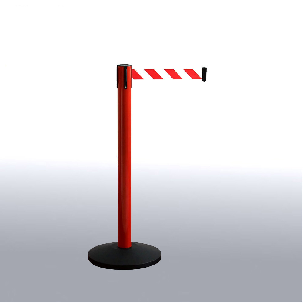 Outdoor traffic safety Retractable Belt Barrier plastic post crowd control stanchion  crash queue barrier for sale