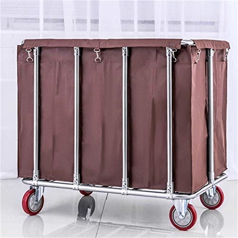 China factory hotel metal heavy duty big laundry commercial dirty stainless steel linen cart trolley with wheels