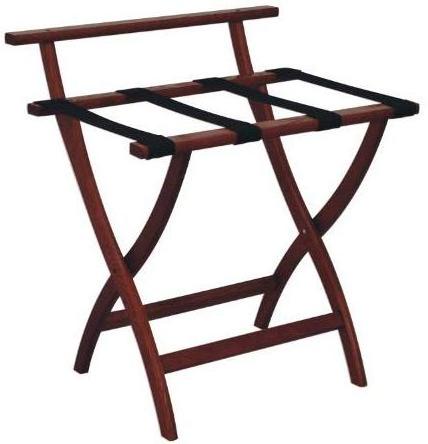 Hotel wooden material folding luggage storage standing rack with Removable Fabric Basket