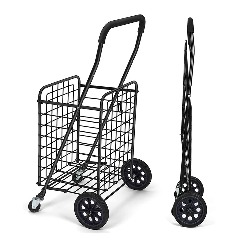 Wholesale 80kgs Dual Swivel Wheels Compact Folding Portable Cart Aluminum Shopping Cart