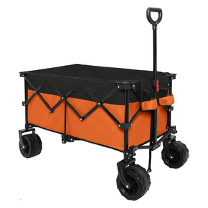 Popular Camping Cart Trail Collapsible Folding Beach Utility Cart Trolley Wagon For Outdoor Garden Beach