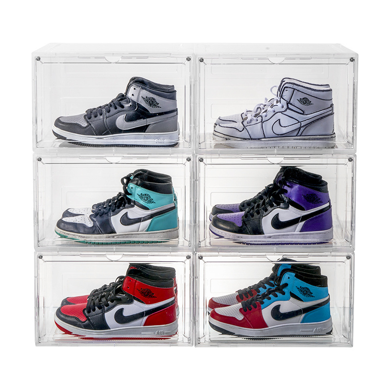 Wholesale Collapsible Multifunctional Plastic Folding Box Foldable Plastic Clear Sneakers Transparent Shoe Storage Box