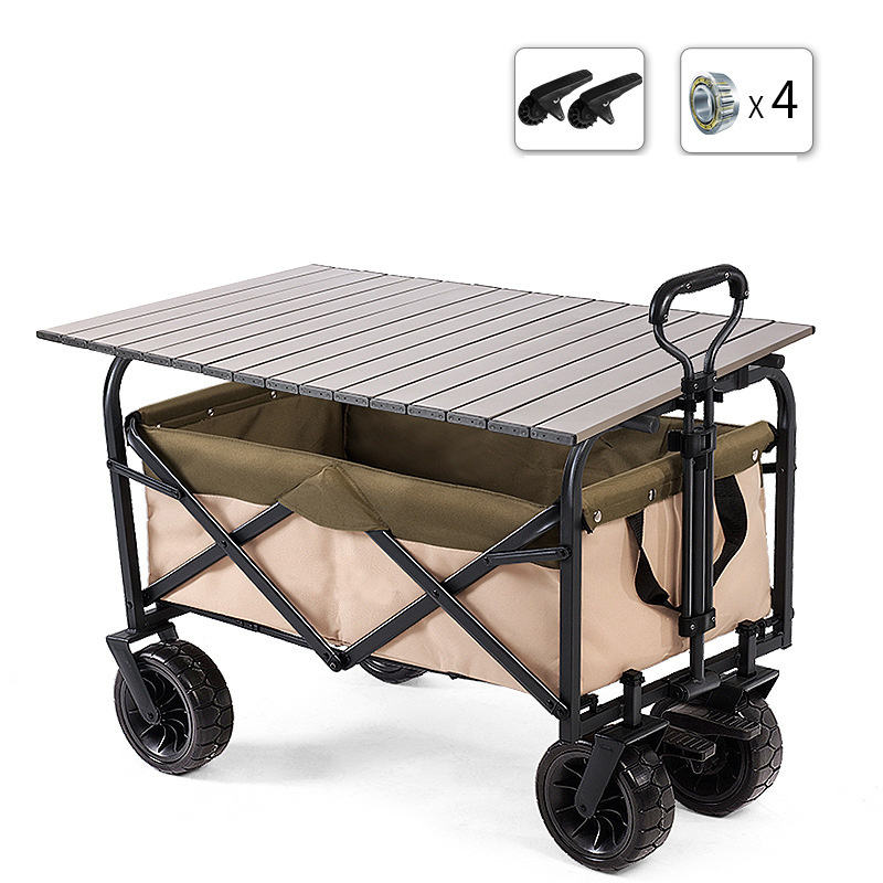 Outdoor Folding Utility Wagon Fold Camp Trolley Cart Garden Beach Fish Cart Picnic Wagon