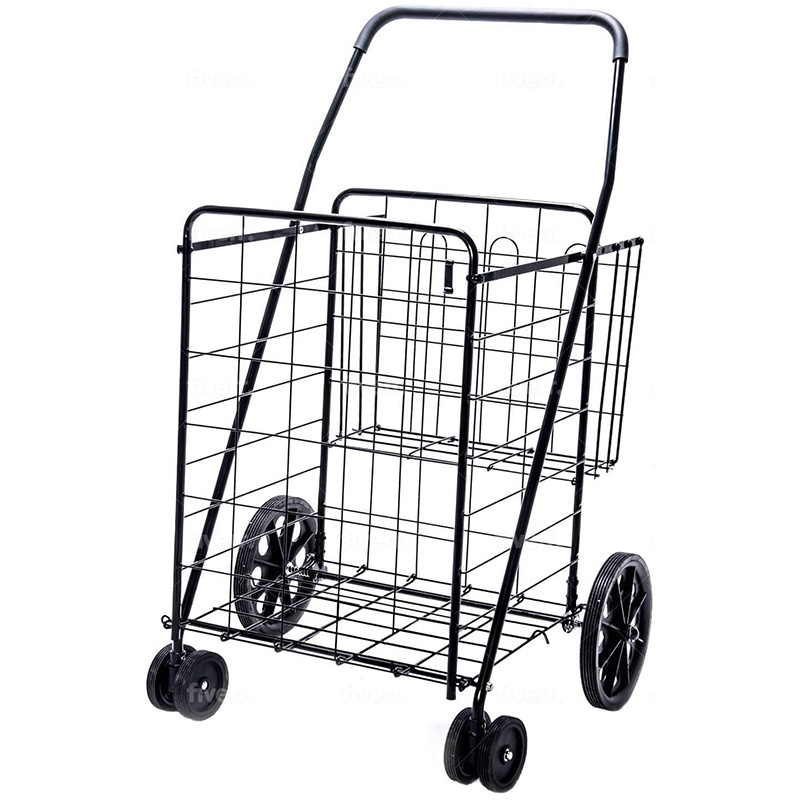 Wholesale 80kgs Dual Swivel Wheels Compact Folding Portable Cart Aluminum Shopping Cart